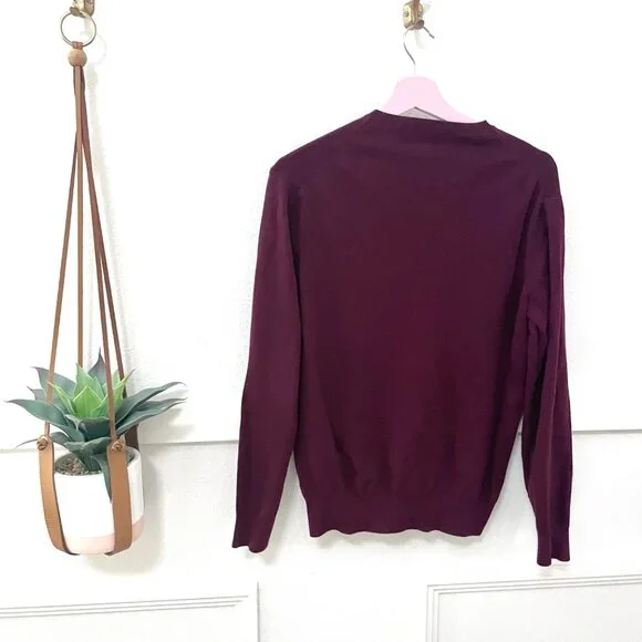 Polo Ralph Lauren Men’s Burgundy Pima Cotton V-Neck Sweater Size M - Picture 3 of 6
